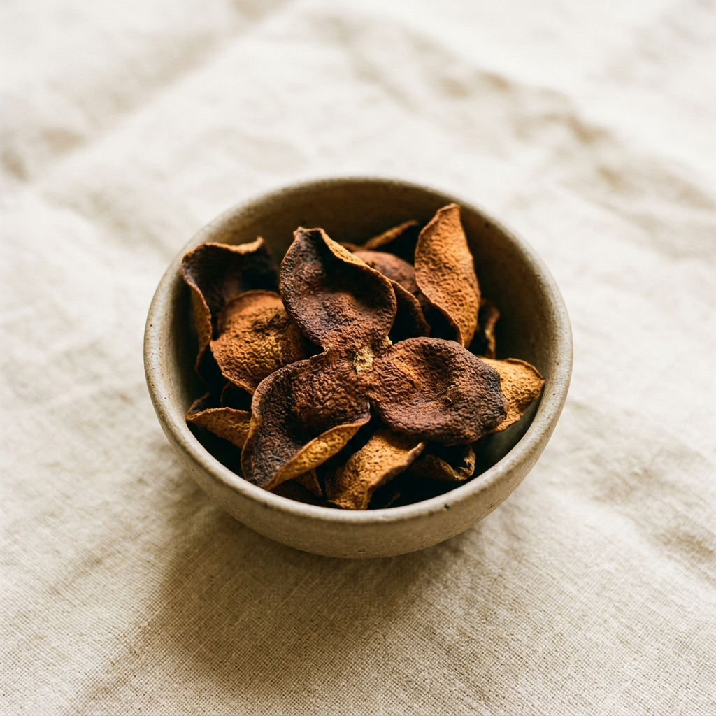 Aged Tangerine Peel (陈皮) — dried whole dried peel, traditionally used for digestive comfort and everyday soups and teas