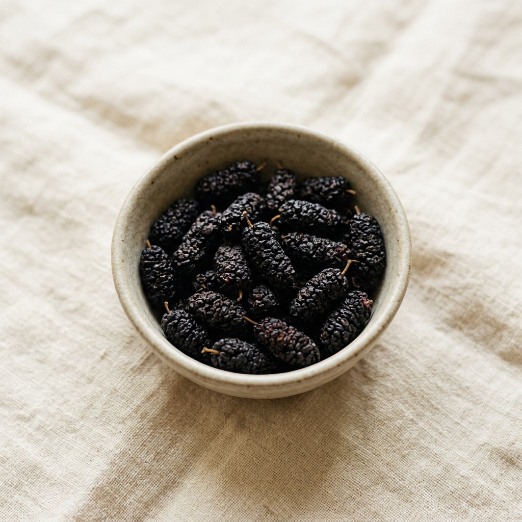 Black Mulberries (黑桑葚) — dried whole dried berry, traditionally used for women's wellness and everyday soups and teas