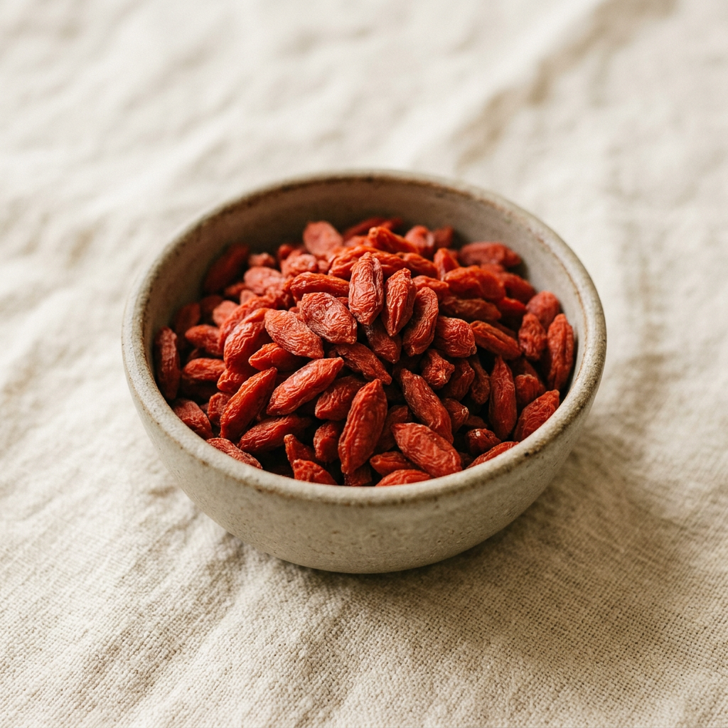 Goji Berries (杞子) — dried whole dried berry, traditionally used for energy and vitality and everyday soups and teas