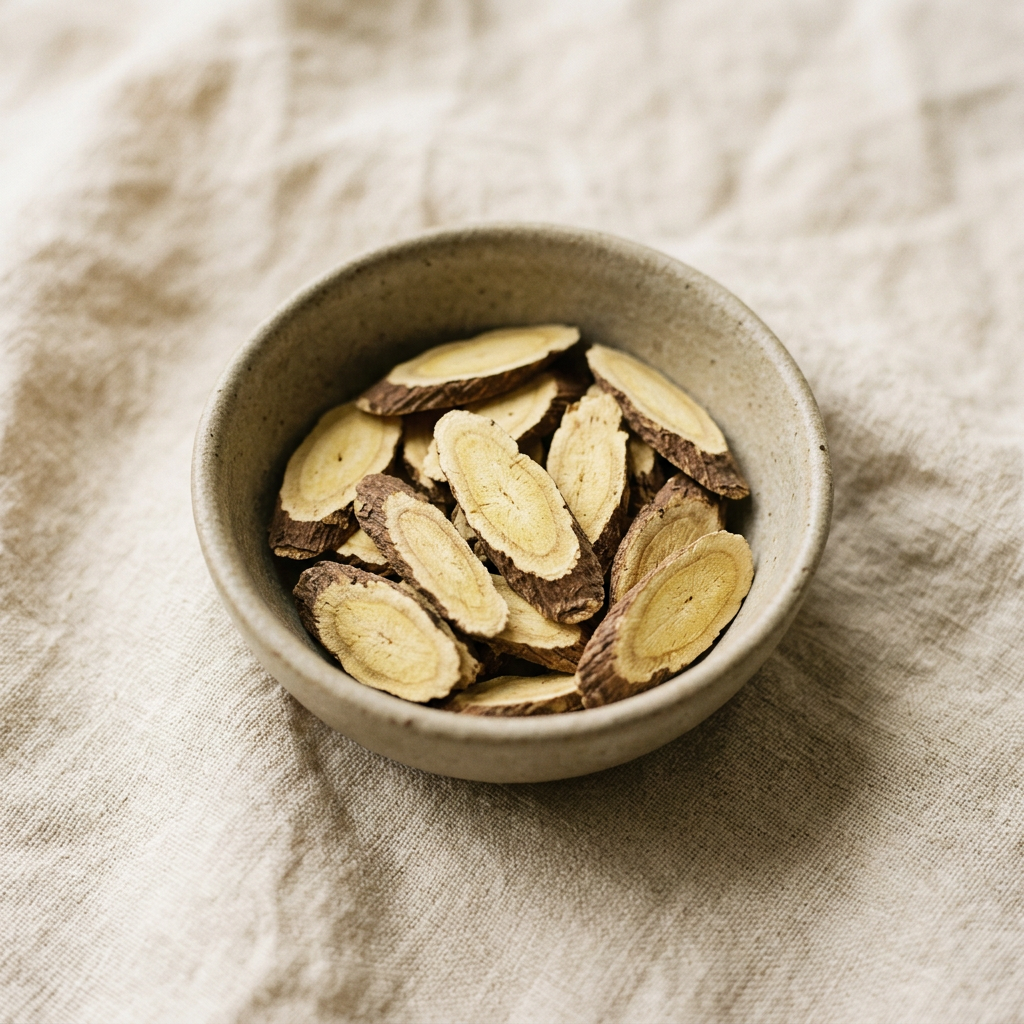 Licorice Root (甘草) — dried sliced root, traditionally used for everyday soups and teas and rest and calm for Soup & Tea Pantry