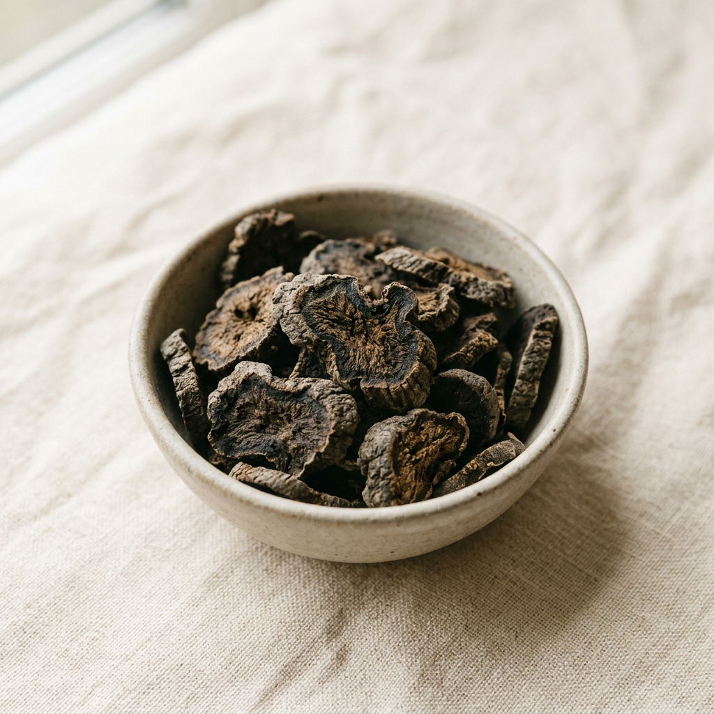 Raw Rehmannia Root (生地) — dried dried sliced root, traditionally used for everyday soups and teas